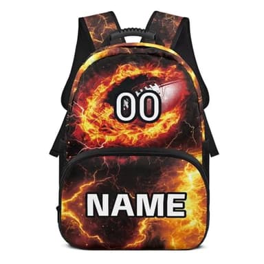 YEXIATODO Custom Backpack for Teen Boys Bookbags 17inch Fire Rugby Bookbags Aesthetic for 6Th Grader School Large Capacity