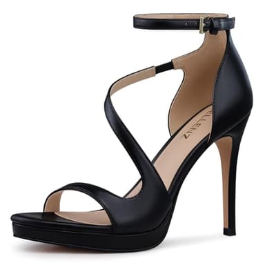 CELLENZ Stiletto Women High Heels: Platform Heel for Women Sexy Dressy - Black Heels Prom Comfortable - Strappy Heeled Sandals Size 8