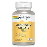 Solaray Magnesium Citrate - Pure Magnesium Citrate Capsules, Supplement for Calm, Bone Health, Cellular Energy, Heart & Muscle Support, 400mg Per Serving - 90 Vegan Capsules