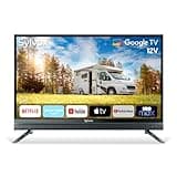 SYLVOX 32" 12V Smart RV TV, 1080P DC/AC Powered Television, Google TV & Assistant, Chromecast, HiFi Speakers, Bluetooth WiFi, Home Car Campervan Truck