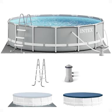 Intex 26719EH Prism Frame Premium Above Ground Swimming Pool Set: 14ft x 42in – Includes 1000 GPH Cartridge Filter Pump – SuperTough Puncture Resistant – Rust Resistant – 3357 Gallon Capacity