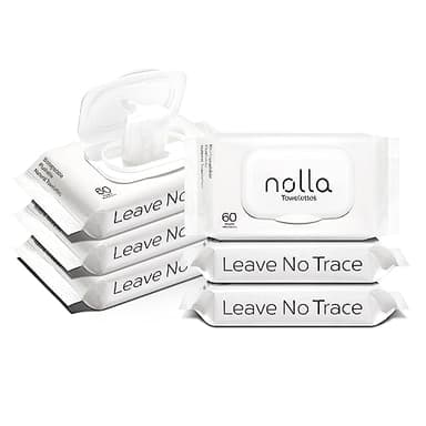 Nolla Flushable Wipes, 100% Plant-Based, Plastic-Free and Biodegradable - For Adults and Kids - Unscented + Soothing Aloe and Vitamin E 360 Count (6 Packs of 60)