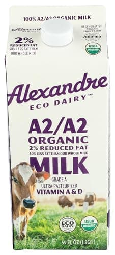 ALEXANDRE FAMILY FARMS Organic Regenerative UHT A2 2% Reduced Fat Milk, 59 FZ