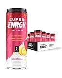 Super Coffee ENRGY Healthy Energy Drink, [Strawberry Lemon Spark], (0g Sugar, 200mg Caffeine, No Artificial Sweeteners, Collagen Protein, Prebiotics, B Vitamins, 20 Calories), 12 pack | Sugar Free, Natural Energy, From the Makers of Super Coffee