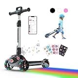 iScooter iK2 Electric Scooter for Kids Ages 3-8, Bluetooth Features, Thumb Accelerator, Colorful Lights, 3 Adjustable Height Toddler Motorized Scooters, Foldable Scooter for Kids (Black)