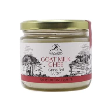 Mt. Capra Goat Milk Ghee | Grass-Fed Clarified Butter High in MCT Oil Perfect for Bulletproof Coffee, Keto, Paleo, and Whole 30 Diets | Pasture Raised and Unsalted | 59 Servings - 10 fl oz