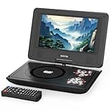 11.5" Portable DVD Player with 9.5" Swivel Screen, 5-Hours Rechargeable Battery,Car DVD Player for Kids,Support CD/DVD/SD Card/USB,Regions Free,Dual Speakers,Black