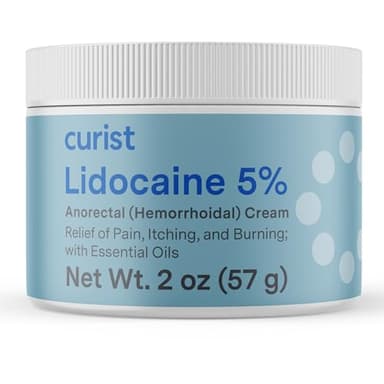 Curist 5% Lidocaine Cream Topical Pain Relief - Numb Quickly & Effectively with 5% Lidocaine Numbing Cream - (1 Pack - 2 oz Jar)