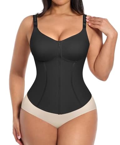 SHAPELLX Plus Size Waist Trainer for Women Corset Top Shapewear Tummy Control Waist Cincher Vest Postpartum Belly Body Shaper Black