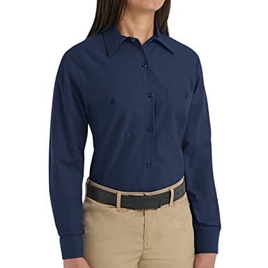 Red Kap Women's Long Sleeve Industrial Work Shirt, Navy, Small