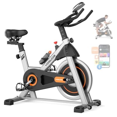 YOSUDA Exercise Bike, Brake Pad Stationary Bike for Home with Exclusive App, Magnetic Indoor Cycling Bike with 300 lb Weight Capacity, Low Noise, Tablet Holder and Fitness Courses for Weight Loss