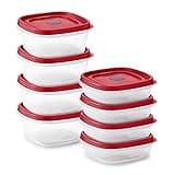 Rubbermaid 16-Piece BPA-Free Plastic Food Storage Set, Red Vented Lids - Microwave, Dishwasher Safe: Perfect for Meal Prep, Leftovers, and Kitchen Organization