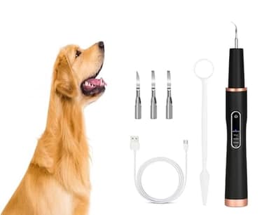 Ultrasonic Teeth Cleaner – Electric Plaque & Tartar Remover for Teeth, Professional Dental Cleaning Kit with Ultrasonic Scaler Tool - for Dogs & Cats - with 3 Tips | USB Rechargeable