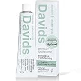 Davids Hydroxi Fluoride Free Nano Hydroxyapatite Toothpaste for Remineralizing Enamel & Sensitive Relief, Whitening, Antiplaque, SLS Free, Natural Peppermint, 4 oz, Made in USA