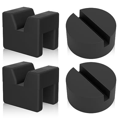 Seven Sparta 2 Types Jack Pad Adapters for Jack Stand and Floor Jack Universal Rubber Slotted Frame Rail Pinch Welds Protector (Cube Round, 4)