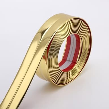 Trimold Multifunctional Wall Molding Trim & Corner Guards & Caulk Strip, Apply in Table Edge Door Frame Baseboard for Protection and Decoration, Shiny Gold, 16.4ft x 1.6in