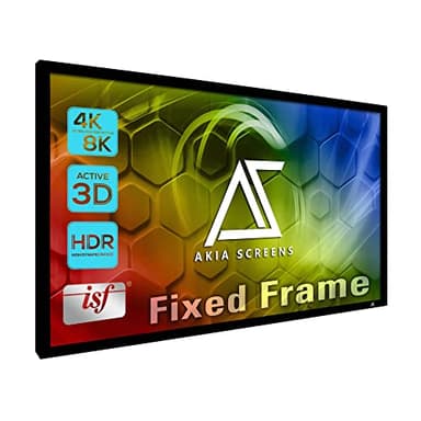 Akia Screens 100 Inch Fixed Frame Projector Screen, 16:9, 8K / 4K Ultra HD Projector & 3D Ready, Wall Mount CINEWHITE UHD-B Indoor Projection Screen for Home Theater, Cinema AK-FF100WH2