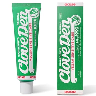 CloveDen Vegan Fluoride Toothpaste for Sensitive Teeth – Potassium Nitrate & Hydroxyapatite Enamel Support, Anti-Plaque Gum Care, Sensitivity Relief Formula, SLS-Free, Clove Mint, 3.52oz / 100g