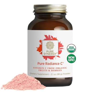 Pure Synergy Pure Radiance C | Organic Vitamin C Powder | 100% Natural, Whole Food, Non-GMO Supplement with Organic Camu Camu| for Immune and Collagen Support (3.1 oz Powder)
