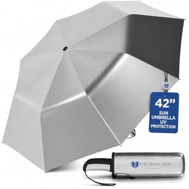 UV-Blocker Sun Umbrella UV Protection Compact - Auto Open/Close, Wind-resistant UV Umbrella with 50+ UPF, UV Protection, 42"