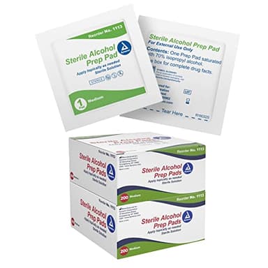 Dynarex Alcohol Prep Pads, Medical-Grade and Non-Woven Prep Pads, Saturated with 70% Isopropyl Alcohol, Rapid-Acting Antiseptic Wipes, 1-Ply, Medium, 2 Boxes of 200 Alcohol Prep Pads