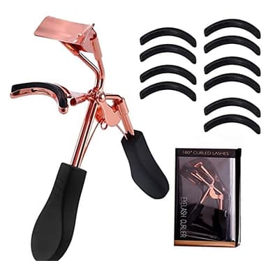 Eyelash Curler lash Curler with 10Refill Pads & Spring Loaded for No Pinching or Pulling No Pinching Just Dramatically Curled Eyelashes for a Lash Lift in Seconds (A)