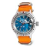 Vostok | Amphibia 420059 Scuba Dude Automatic Self-Winding Diver Wrist Watch | Orange Strap
