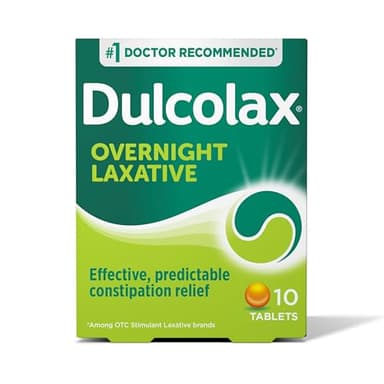 Dulcolax Stimulant Laxative Tablets, Predictable & Effective Constipation Relief, Relieves Straining & Bloating, Bisacodyl 5 mg, 10 Count