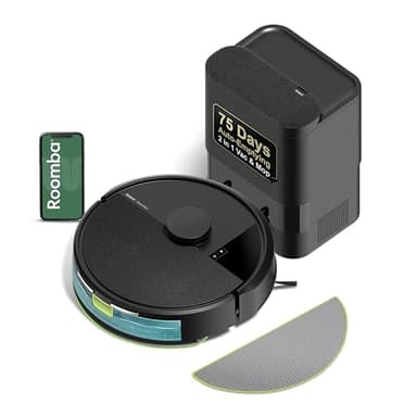 iRobot Roomba 104 2in1 Vacuum & Mop Robot - Self-Empties for 75 Days, Intense Power-Lifting Suction, Vacuums All Floors, Ideal for Pet Hair, LiDAR Smart Navigation Mapping, Mops Hard Floors