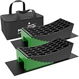 RVMATE Camper Levelers 8-Piece Kit RV Leveling Blocks Camper Wheel Chocks Including Two Curved Levelers, Two Chocks, and Two Rubber Grip Mats in Storage Carrying Bag