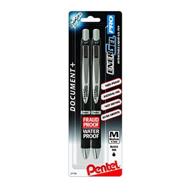 Pentel EnerGel PRO Permanent Gel Pen, (0.7mm), Medium Line, Archival and Water-Proof, Black Ink, Pack of 2 (BLP77BP2A)