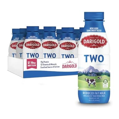 Darigold Milk 2 Percent, Reduced Fat Shelf Stable Milk with 12 Essential Nutrients, 15g Protein, rsBT Free - 14oz, 12 Pack (Two Percent)