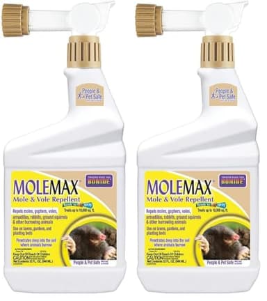 Bonide MOLEMAX Mole & Vole Repellent, 32 oz Ready-to-Spray Animal Repellent for Gardens, People and Pet Safe (Pack of 2)