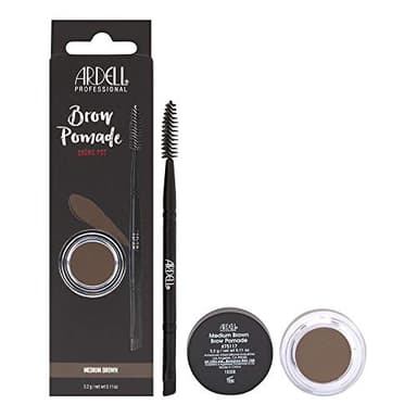 Ardell Brow Pomade - Medium Brown, Smudge-Proof Long-Lasting Eyebrow Makeup, with Dual-Ended Precision Brush and Spoolie for Defined and Natural Brows, 1 Pack