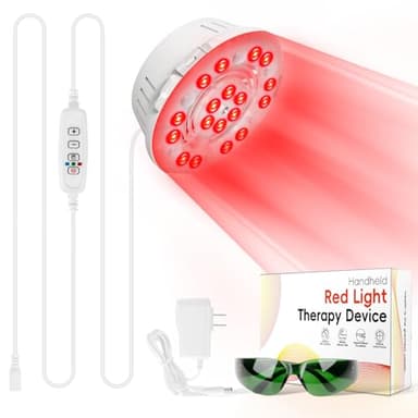 SAVILER® Red Light Therapy Device, 660nm & 850nm Handheld Infrared Red Light for Face and Body, Compact & Portable LED Red Light Bulb for Skin Joints Muscles