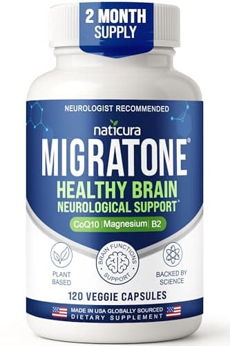 Migratone Migraine Relief Nutritional Support Supplement - with Magnesium, Riboflavin Vitamin B2, B6 & B12, Microactive Coq10, Feverfew, PA-Free Butterbur, and Folate - Clinically Preferred Blend
