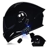 Bluetooth Modular Motorcycle Helmet DOT Approved Full Face Flip up Anti-Fog Double Visor Helmet Street Bike Helmet Built-in Dual Speaker with Microphone for Adults Men Women(Type B Black lens,M=(57-58