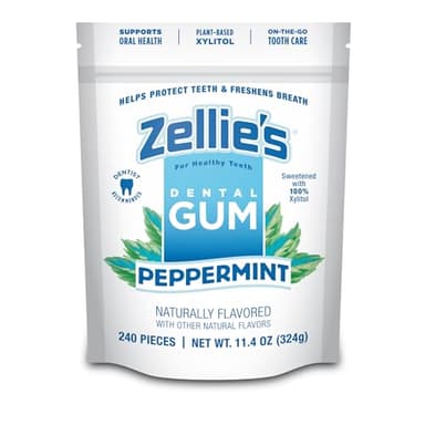 Zellie's | 100% Xylitol Peppermint Chewing Gum | No Aspartame, Gluten Free, Vegan & Kosher (240 Count - Pack of 1)