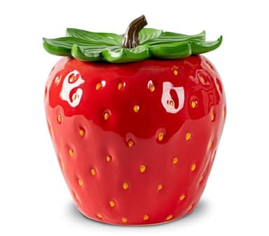 dgudgu Strawberry Candy Jar With Lid Red Candy Container Ceramic Candy Jar With Lid For Candy Buffet