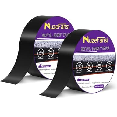 MuzeFansi Joist Tape for Decking 2 Pack, 2" x 50' Waterproof Butyl Flashing Tape Deck Joist Tape – Self-Adhesive, Weatherproof Deck Tape for Wood Joists, Beams, Roof & RV Repairs