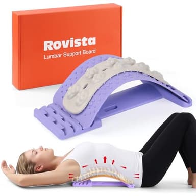 Premium Back Stretcher for Lower Back Pain Relief – 4-Level Adjustable Lumbar Support Board with Soft EVA Massage Strip – Durable & Portable Back Cracker to Release Tension and Reset Your Day (Purple)