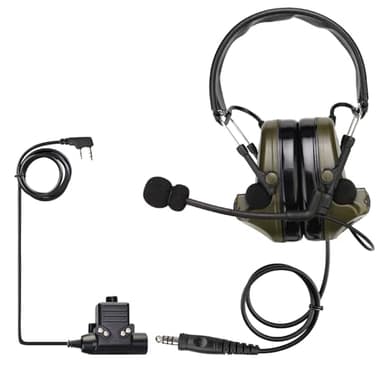 Retevis EHK007 Tactical Headset,Hunting & Shooting Earmuffs with Mic, Sound Amplification, Noise Reduction Walkie Talkie Headset, Compatible with Baofeng UV-5R BF-F8HP PRO AR-5RM RT22 RT86 B3H(1 Pack)