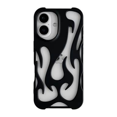 Emylisa Heat Dissipation for iPhone Case, Solid Color Hollow Flame Matte Soft Phone Case (Black,for iPhone 16)