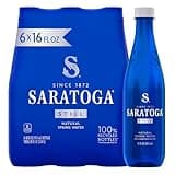 Saratoga Spring Water Bottles, 6 Pack - Still Bottled Water with Naturally Occurring Minerals - Recycled PET Plastic Bottles - 16 Fl Oz