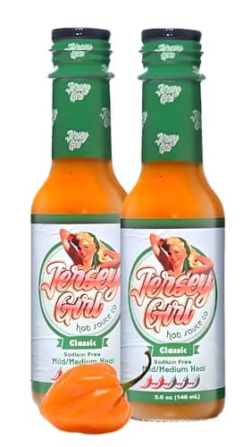 Jersey Girl Habanero Hot Sauce (No Added Salt/Naturally Sodium Free) 5oz (Classic, Pack of 2) - Clean Ingredients.