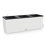 Lechuza 15000 Trio Cottage 30 Self-Watering Garden Planter for Indoor and Outdoor Use, White Wicker, 3 @ 10" sq.