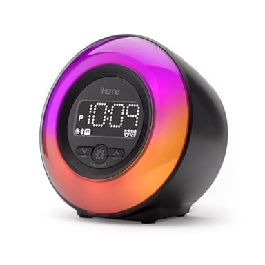iHome PowerClock Glow FM Clock Radio with Bluetooth Speaker and USB Charger, Color Changing Digital Alarm Clock for Bedrooms or Home Office