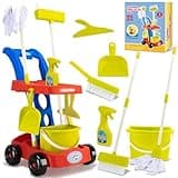 CAPAKIDS Kids Cleaning Toy Set, Toddler Cleaning Set with Cleaning Cart for Kids, Durable and Realistic Kids Cleaning Set as Pretend Play Gifts for Children Age 3+