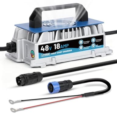 48V 18A Lithium Battery Charger, 1250W Fast Charging & 0V Wake Up 58.4V LiFePO4 Battery Charger, IP67 Waterproof, for 48V (51.2V) Golf Cart/Forklift/RV/Boat/Solar System LiFePO4 Batteries