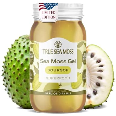 TrueSeaMoss Sea Moss Gel – Made in USA – Wildcrafted Seamoss, Fruits & Jarred Vegetables – Soursop, Pack of 1 (Labels may Vary)